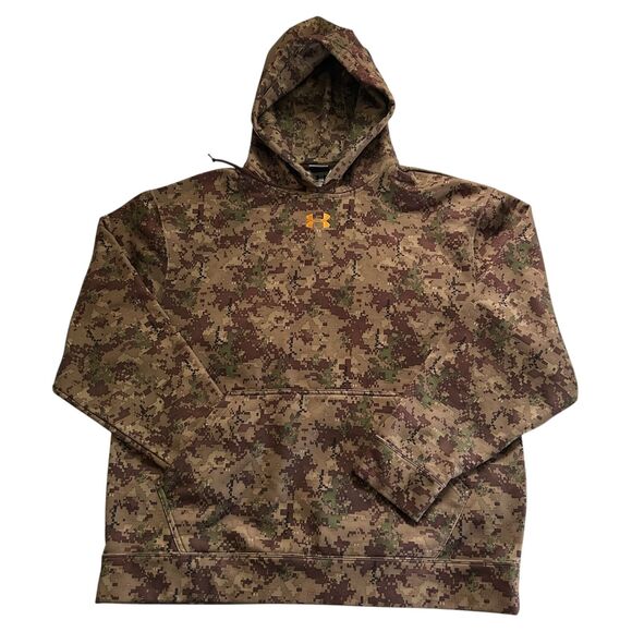 Under Armour Camo Hoodie Men’s Large Digital Woodland Fleece Hunting Pullover - Picture 1 of 9
